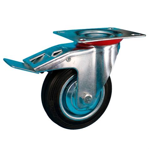 casters mitre 10|Cold Steel Rubber Swivel Castor with Brake Black 100mm .
